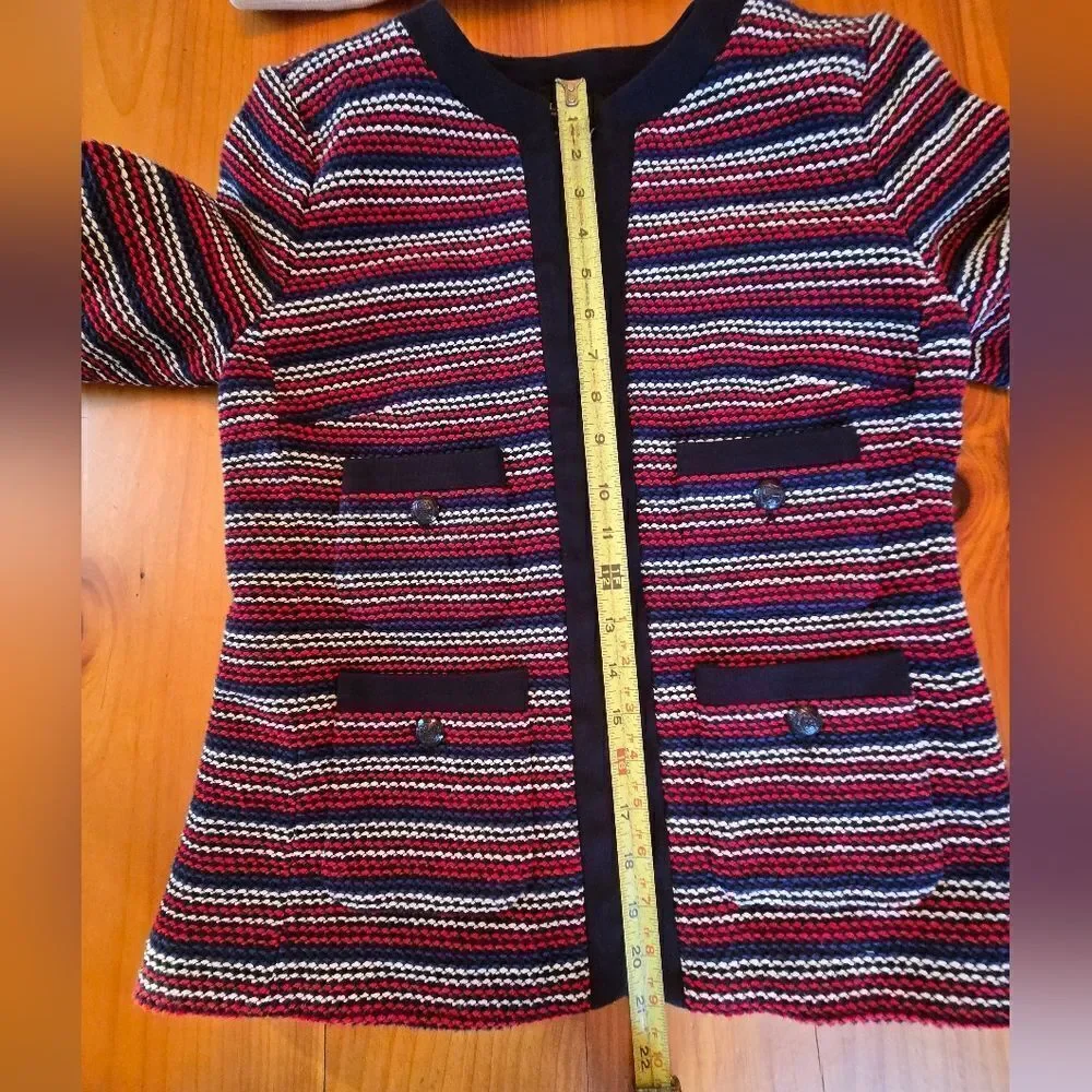Talbots Size P womens blazer red, white and blue